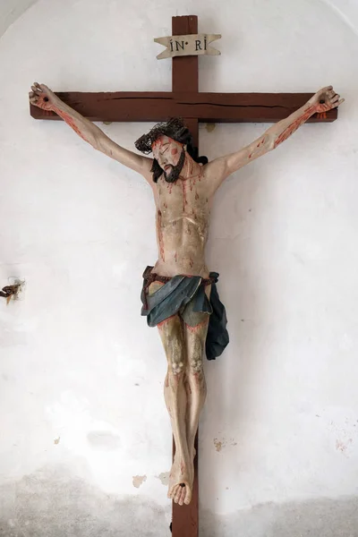 Crucificação Igreja Barroca Nossa Senhora Neve Belec Croácia — Fotografia de Stock