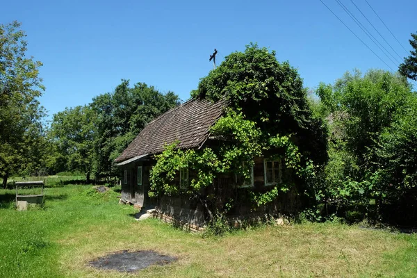 典型的木房子在村庄 Krapje Lonjsko 波列自然公园 克罗地亚 — 图库照片
