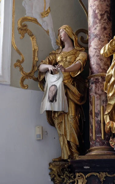 Sainte Veronica Statue Sur Autel Dans Cathédrale Assomption Varazdin Croatie — Photo