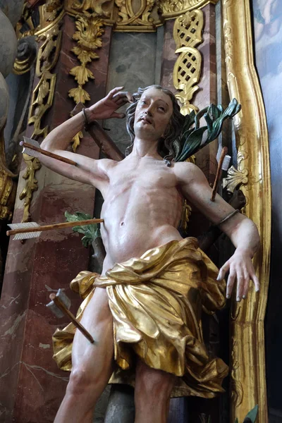 Saint Sebastian Staty Altaret Domkyrkan Antagandet Varaždin Kroatien — Stockfoto