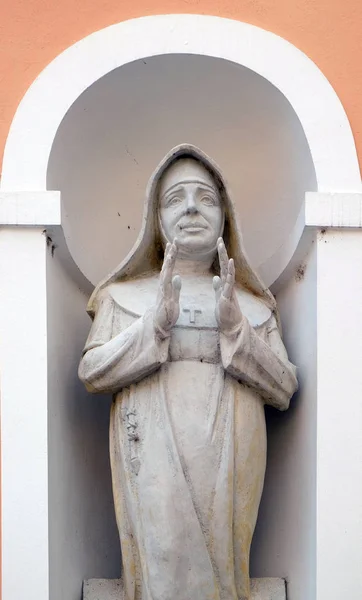 Blessed Marija Petkovic Statue Facade Cathedral Assumption Varazdin Croatia — Stock Photo, Image