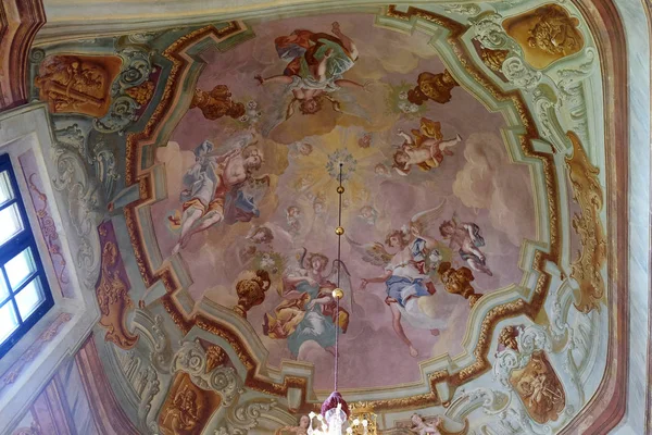 Affresco Dipinto Sul Soffitto Della Chiesa Barocca Nostra Signora Della — Foto Stock