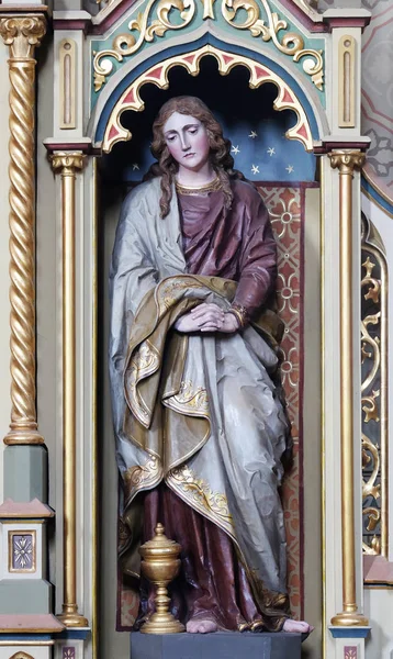 Святої Марії Магдалини Статуя Пресвятого Серця Ісуса Вівтар Церкві Святого — стокове фото