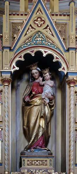 Virgin Mary Baby Jesus Statue Altar Our Lady Church Saint — Stock Photo, Image