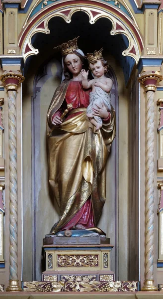 Fecioara Maria Pruncul Isus Statuie Altarul Fecioarei Maria Biserica Matei — Fotografie, imagine de stoc