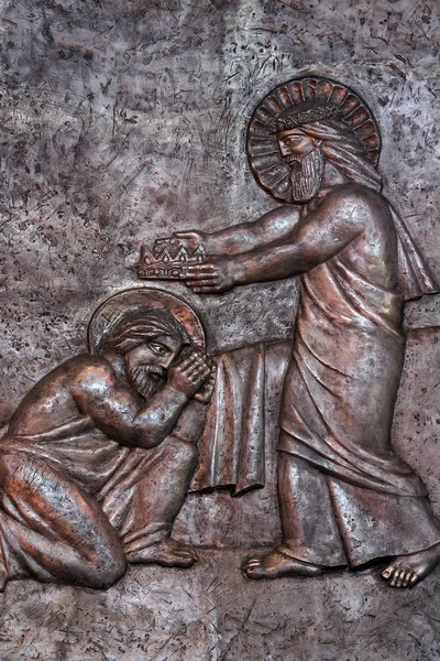 Jesus Céu Entregando Coroa José Por Seu Serviço Fiel Igreja — Fotografia de Stock