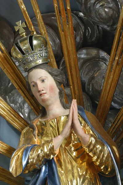 Statua Madonna Della Neve Sull Altare Nella Chiesa Barocca Nostra — Foto Stock