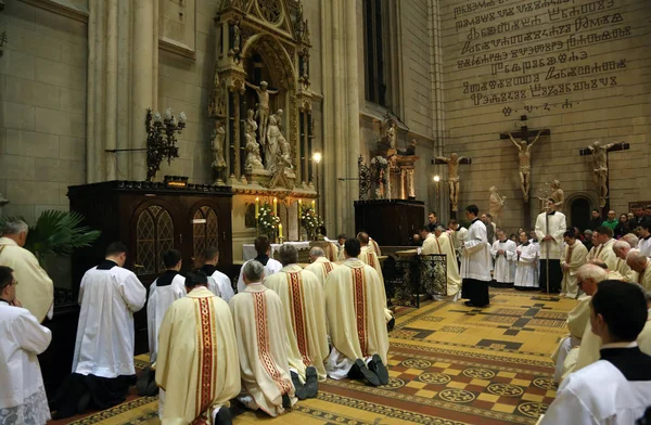 Zagreb Hırvatistan Nisan 2015 Kutsal Perşembe Kitle Lord Supper Kardinal — Stok fotoğraf