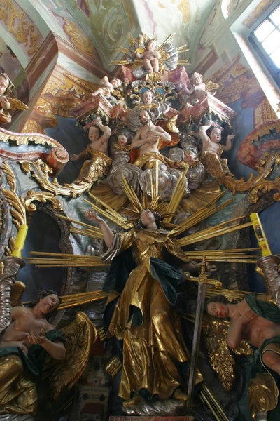 Altare Santa Barbara Nella Chiesa Nostra Signora Della Neve Belec — Foto Stock