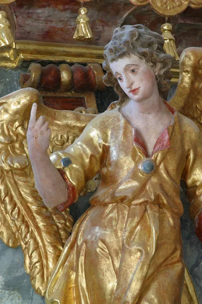 Statua Dell Angelo Sull Altare Nella Chiesa Barocca Nostra Signora — Foto Stock