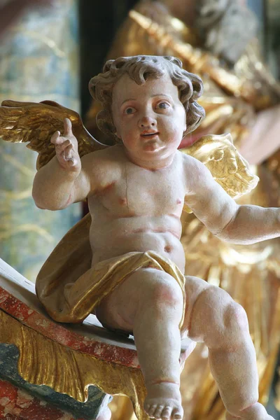 Estatua Ángel Sobre Altar Iglesia Barroca Nuestra Señora Nieve Belec —  Fotos de Stock