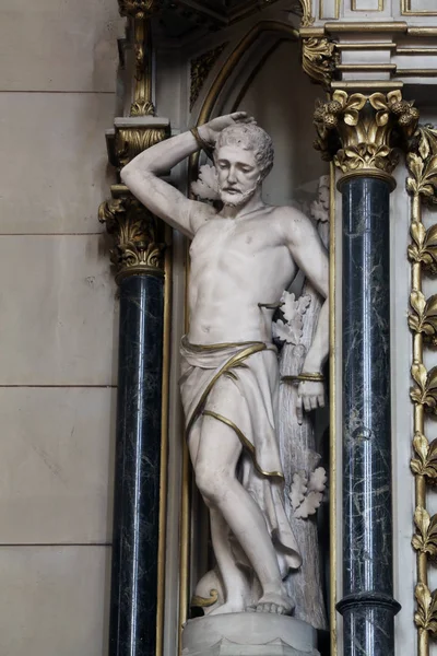 Saint Sebastian Statyn Altaret Jerome Zagrebs Katedral Tillägnad Antagandet Maria — Stockfoto