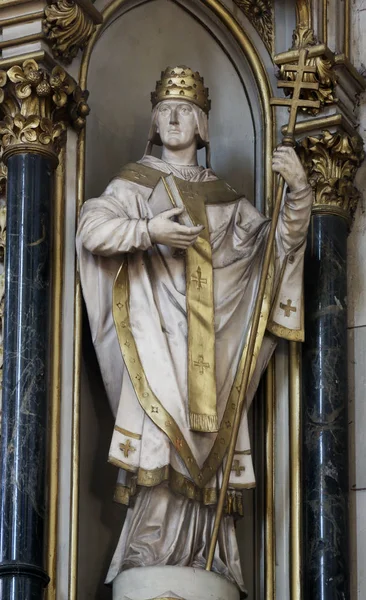 Sainte Fabienne Statue Sur Autel Saint Jérôme Dans Cathédrale Zagreb — Photo