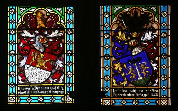 Coat Arms Count Eltz Countess Ludvine Pejacevic Stained Glass Zagreb — Stock Photo, Image