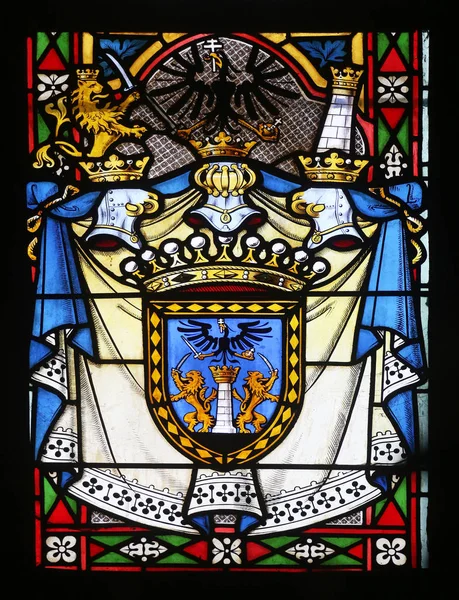 Coat Arms Ban Ladislav Pejacevic Stained Glass Zagreb Cathedral Dedicated — Stock Photo, Image