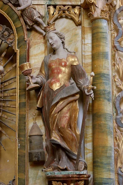 Statue Sainte Barbara Sur Autel Notre Dame Dans Chapelle Saint — Photo