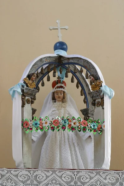 Statua Maryi Virgun Ołtarz Kościele Świętych Piotra Pawła Cvetlin Chorwacja — Zdjęcie stockowe