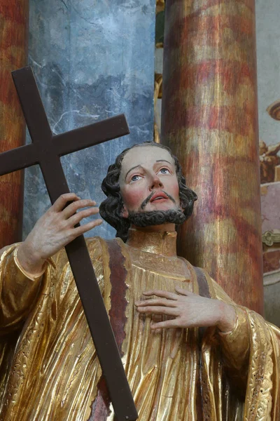 Estatua San Juan Nepomuk Altar Iglesia Barroca Nuestra Señora Nieve — Foto de Stock