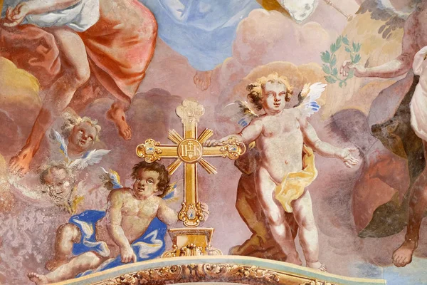 Andělé Freska Kapli Svatého Jiří Purga Lepoglavska Chorvatsko — Stock fotografie