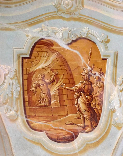 Τοιχογραφία Στο Παρεκκλήσι Του Αγίου Γεωργίου Στο Purga Lepoglavska Κροατία — Φωτογραφία Αρχείου