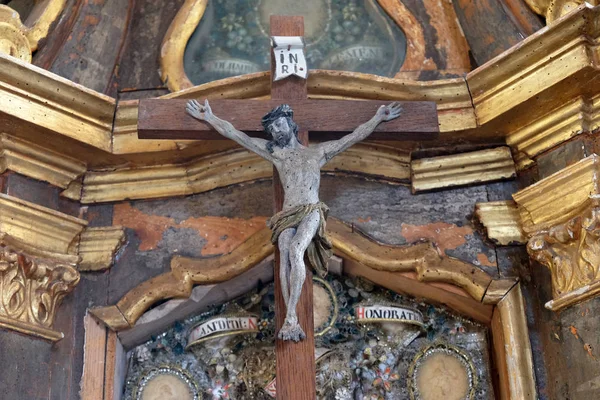 Cruz Sobre Altar Capela São Jorge Purga Lepoglavska Croácia — Fotografia de Stock