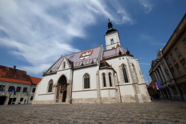 St. Mark Kilisesi tarihi 23 Ağustos 2017 üzerinde 13. yüzyılda Zagreb, Hırvatistan.