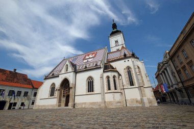 St. Mark Kilisesi tarihi 23 Ağustos 2017 üzerinde 13. yüzyılda Zagreb, Hırvatistan.