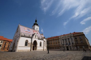 St. Mark Kilisesi tarihi 23 Ağustos 2017 üzerinde 13. yüzyılda Zagreb, Hırvatistan.