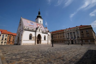 St. Mark Kilisesi tarihi 23 Ağustos 2017 üzerinde 13. yüzyılda Zagreb, Hırvatistan.