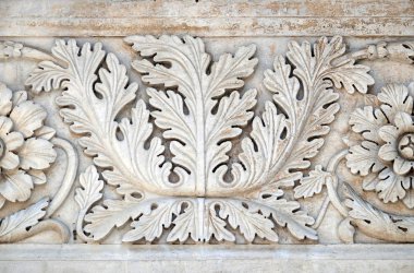 Taş oymalar Santa Maria Forisportam kilise Lucca, Toskana, İtalya için Portal 