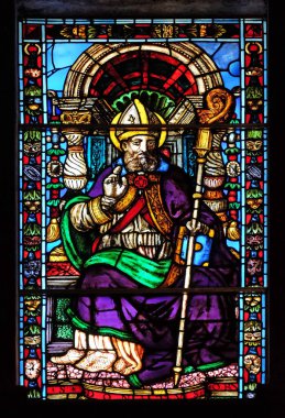 Vitray pencere Santi Paolino e Donato kilise Lucca, Toskana, İtalya 