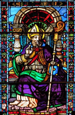 Vitray pencere Santi Paolino e Donato kilise Lucca, Toskana, İtalya 