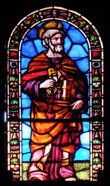 Aziz Peter, vitray pencere Santi Paolino e Donato kilise Lucca, Toskana, İtalya 