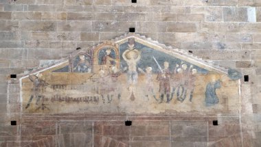 Açık havada şehit Aziz Lawrence, Vincent ve Stephen Bazilikası Saint Frediano, Lucca, Toskana, İtalya 