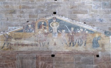 Açık havada şehit Aziz Lawrence, Vincent ve Stephen Bazilikası Saint Frediano, Lucca, Toskana, İtalya