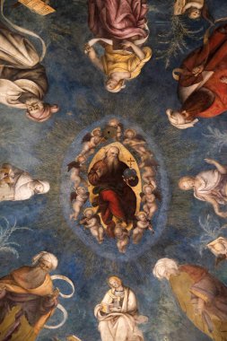 Kasanın Tanrı Baba peygamberler, falcı ve melekler, Saint Frediano bazilika arasındaki gösterir fresco, Lucca, Toskana, İtalya