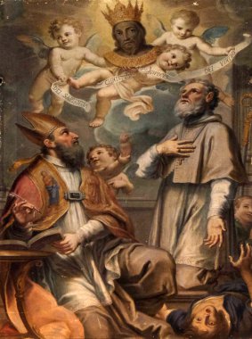 17. yüzyıl temsil eden kutsal yüz, Saint Augustine ve Saintt Ubaldo, Basilica San Frediano, Lucca, Toskana, İtalya bilinmeyen bir ressamın