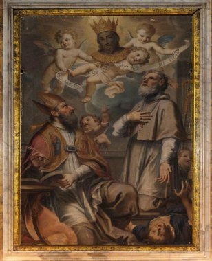 17. yüzyıl temsil eden kutsal yüz, Saint Augustine ve Saintt Ubaldo, Basilica San Frediano, Lucca, Toskana, İtalya bilinmeyen bir ressamın
