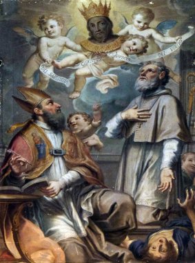 17. yüzyıl temsil eden kutsal yüz, Saint Augustine ve Saintt Ubaldo, Basilica San Frediano, Lucca, Toskana, İtalya bilinmeyen bir ressamın 