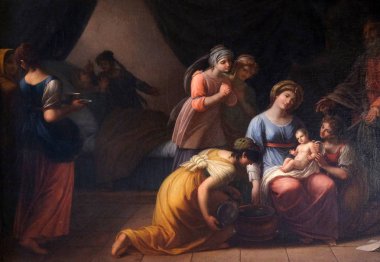 Meryem'in doğumu ' A. Cecchi tarafından fresco Basilica of Saint Frediano içinde Lucca, Toskana, İtalya 