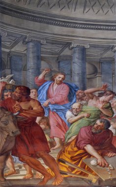 İsa Tapınağı Saint Andrew Mantua, İtalya Bazilikası fresk tüccarlar sürüş 