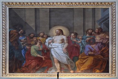 Görünüm İsa'nın öğrencileri, fresk Basilica of Saint Andrew Mantua, İtalya 