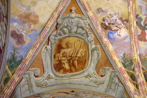 Saint Luke Evangelist Fresco Kerk Van Onbevlekte Ontvangenis Lepoglava Kroatië — Stockfoto