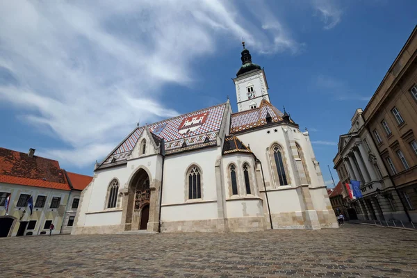 Mark Kilisesi Tarihi Ağustos 2017 Üzerinde Yüzyılda Zagreb Hırvatistan — Stok fotoğraf