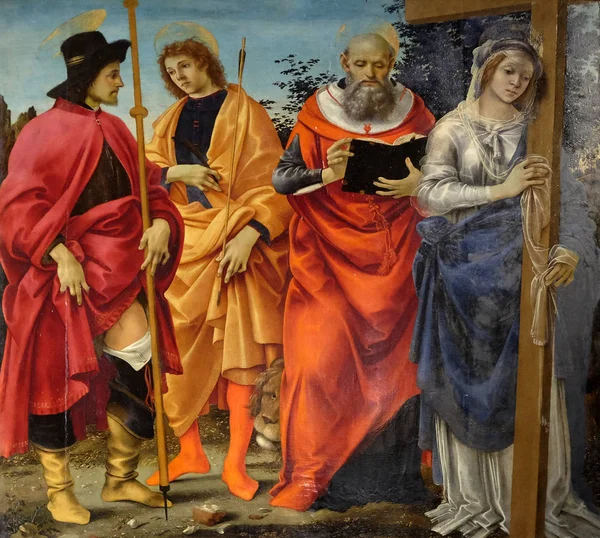 Pala Magrini Filippino Lippi Som Representerar Heliga Roch Sebastian Jerome — Stockfoto