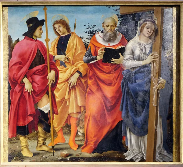 Pala Magrini Filippino Lippi Representando Los Santos Roch Sebastian Jerome — Foto de Stock