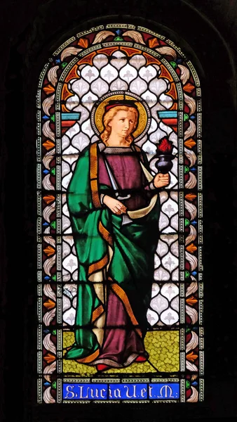 Saint Lucia Stained Glass Window San Michele Foro Church Lucca — Stock Photo, Image