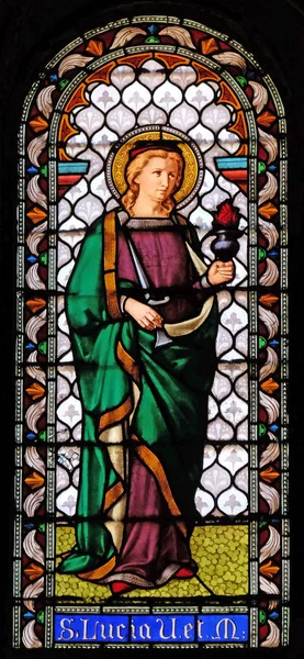 Saint Lucia Stained Glass Window San Michele Foro Church Lucca — Stock Photo, Image