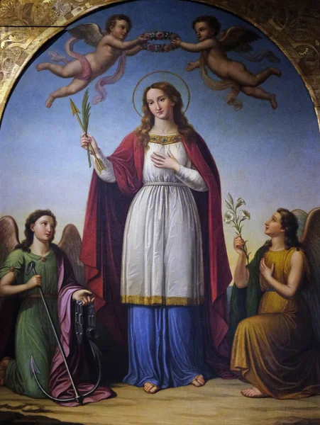 Saint Philomena Flanked Two Angels Stefano Lembi San Michele Foro — Stock Photo, Image