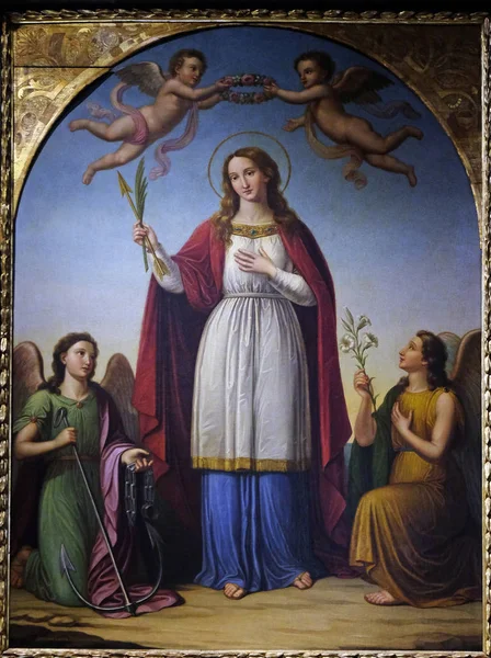 Saint Philomena Flanked Two Angels Stefano Lembi San Michele Foro — Stock Photo, Image